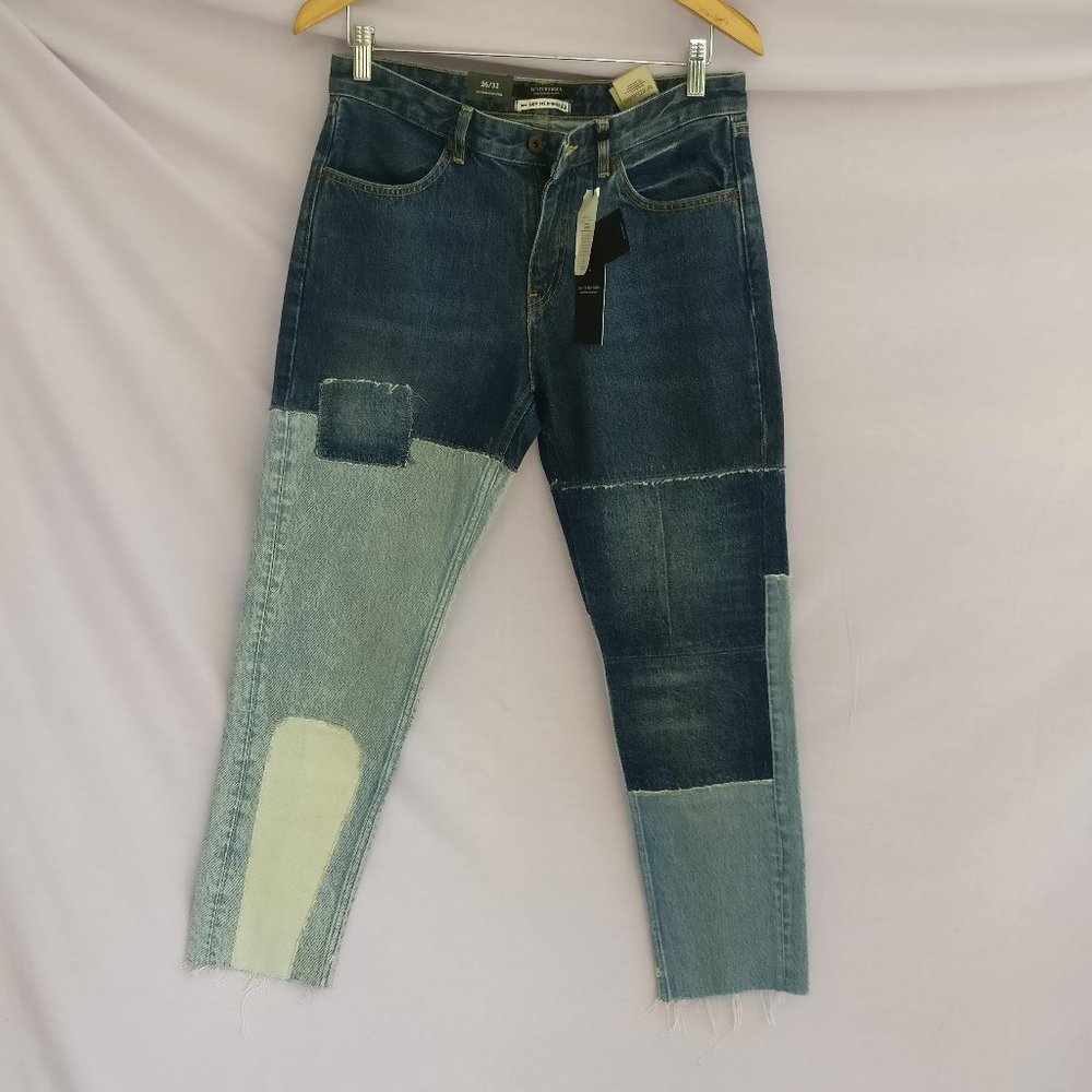 265cad new with tags SCOTCH & SODA Cropped Boyfriend Patchwork jeans W26 fits 30